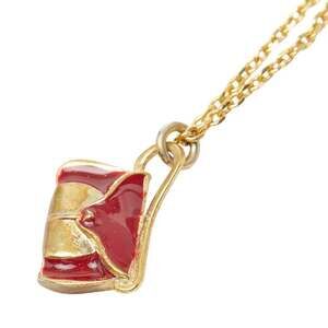 Celine handbag motif chain pendant necklace, gold and red plated enamel, for ...